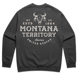 Men's Grassland Crew in Asphalt - Montana Territory back print