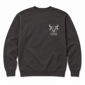 Men's Grassland Crew in Asphalt - Montana Territory left chest print