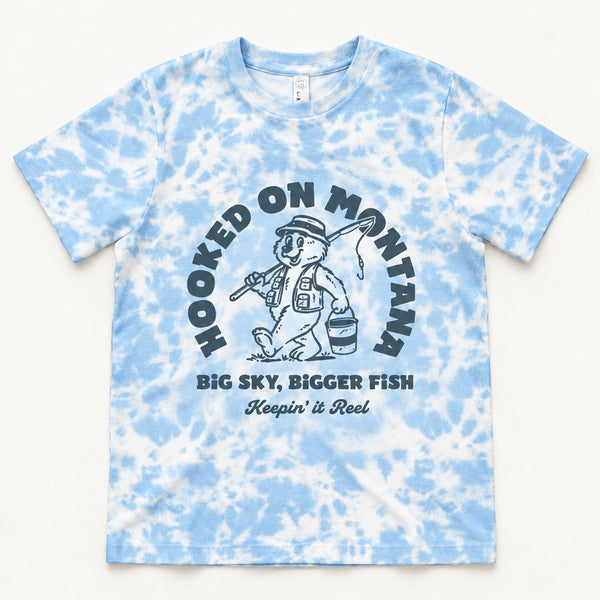 Hooked Tee - Kids Sky Tie Dye - front flat lay