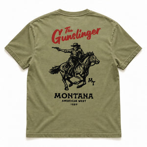 Gunslinger Tee - Men's Faded Army - back flat lay