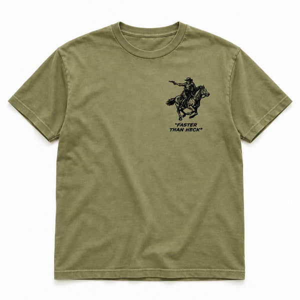 Gunslinger Tee - Men's Faded Army - front flat lay
