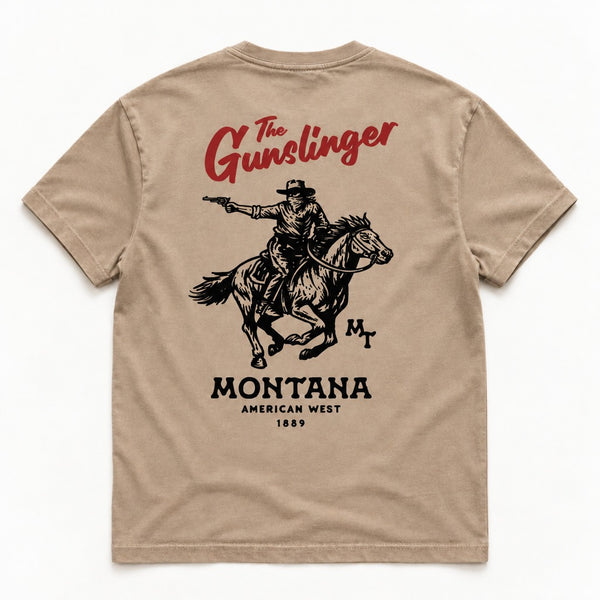 Gunslinger Tee - Men's Faded Brown - back flat lay