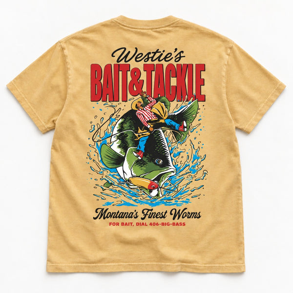Westie's Tee - Men's Faded Mustard - back flat lay