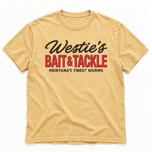 Westie's Tee - Men's Faded Mustard - front flat lay