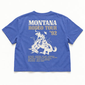 92 Tour Crop Tee - Women's Faded Lapis - back flat lay