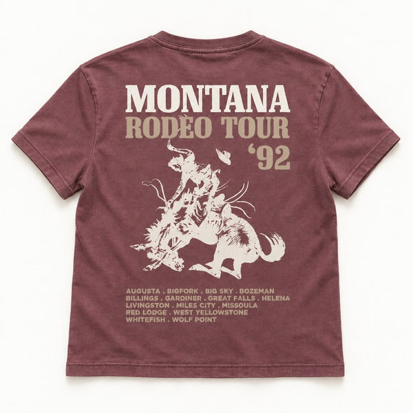 92 Tour HW Tee - Women's Washed Maroon - back flat lay