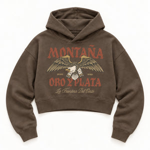 Miner Crop Hoodie - Women's Coffee - front flat lay