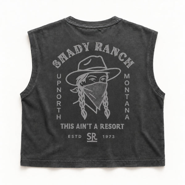 Shady Ranch Muscle Tee - Women's Faded Black, back