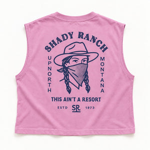 Shady Ranch Muscle Tee - Women's Faded Pink - back flat lay