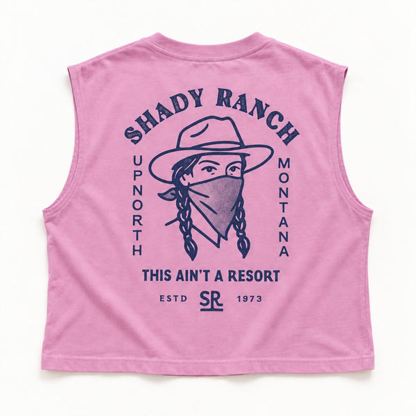 Shady Ranch Muscle Tee - Women's Faded Pink - back flat lay