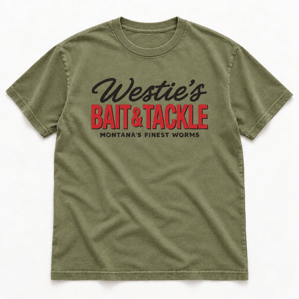 Westie's Tee - Men's Faded Army, front